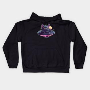 Galactic Kitty in a UFO Kids Hoodie